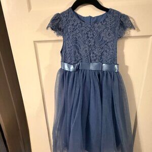Girls' 4/5 Lace Long Dress Princess Tulle Dress